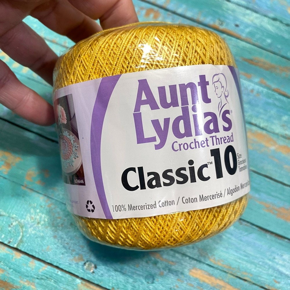 Aunt Lydia’s Classic 10 Crochet Thread Golden Yellow 0522 350 Yds Mercerized Cot